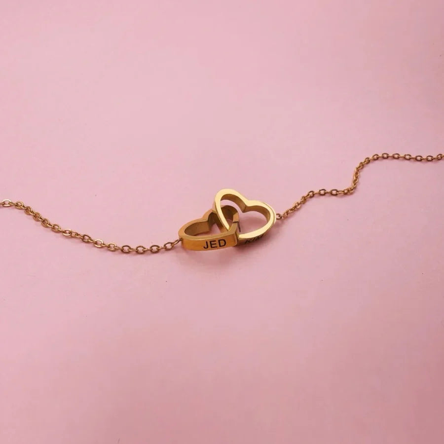 Engraved Double Heart Necklace