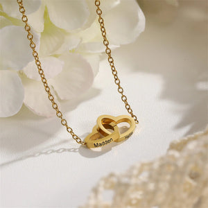 Engraved Double Heart Necklace