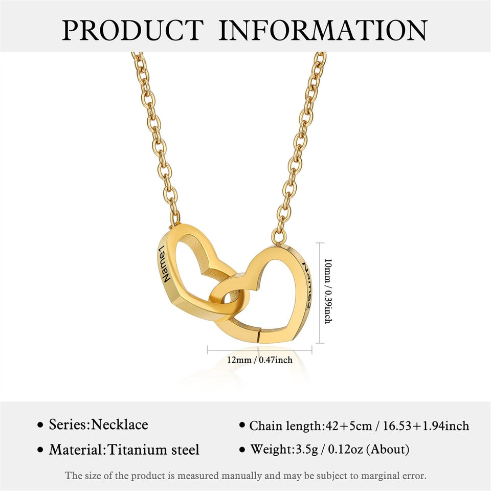 Engraved Double Heart Necklace