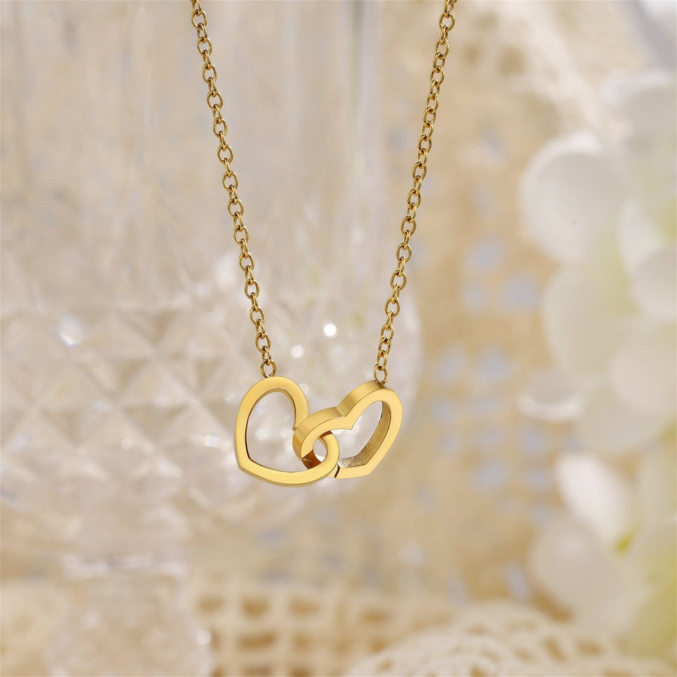 Engraved Double Heart Necklace
